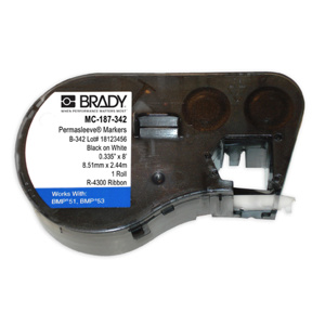 Brady M Series PermaSleeve® B-342 Wire Marking Sleeves 0.335 in x 7 ft Polyolefin 0.335 in Black on White