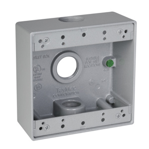 Hubbell Electrical TayMac DB Series Three Hub Weatherproof Outlet Boxes 2 in Metallic 2 Gang 3/4 in