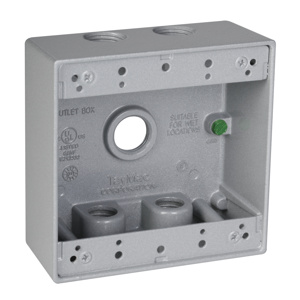 Hubbell Electrical TayMac DB Series Five Hub Weatherproof Outlet Boxes 2 in Metallic 2 Gang 1/2 in