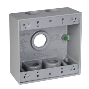 Hubbell Electrical TayMac DB Series Five Hub Weatherproof Outlet Boxes 2 in Metallic 2 Gang 3/4 in