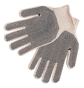 MCR Safety 9660M Series Gloves with PVC Dots Large Cotton, Polyester Cream
