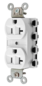 Hubbell Wiring Straight Blade Duplex Receptacles 20 A 125 V 2P3W 5-20R Industrial SNAPConnect® Dry Location White