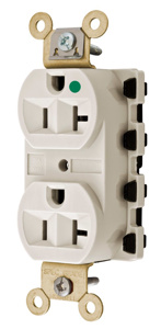 Hubbell Wiring Straight Blade Duplex Receptacles 20 A 125 V 2P3W 5-20R Hospital SNAPConnect® Dry Location Light Almond