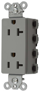 Hubbell Wiring Straight Blade Decorator Duplex Receptacles 20 A 125 V 2P3W 5-20R Specification SNAPConnect® Style Line® Dry Location Gray