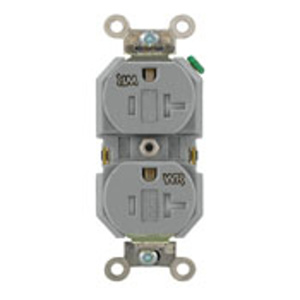 Leviton TWR20 Series Duplex Receptacles 20 A 125 V 2P3W 5-20R Industrial Tamper-resistant, Weather-resistant Gray