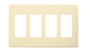 Leviton Standard Narrow Decorator Wallplates 4 Gang Ivory Plastic Snap-on