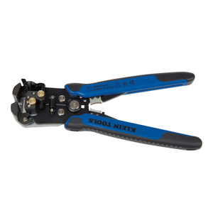 Klein Tools Self-adjusting Cable Cutter & Strippers 20 - 10 AWG Solid, 22 - 12 AWG Stranded, Romex: 14/2 - 12/2 Black/Blue Straight