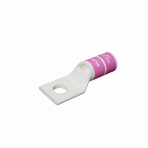 Burndy YA Series Standard Barrel Compression Lugs 3/8 in 1 Hole Pink 1/0 Cu