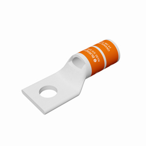 Burndy YA Series Standard Barrel Compression Lugs 3/8 in 1 Hole Orange 3/0 Cu