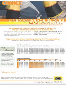 Hubbell Power Class 1 Bell Cuff Insulating Rubber Gloves