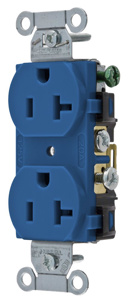Hubbell Wiring Straight Blade Duplex Receptacles 20 A 125 V 2P3W 5-20R Commercial CR Dry Location Blue