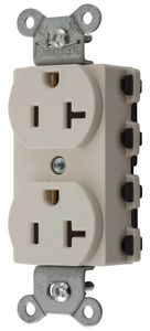 Hubbell Wiring Straight Blade Duplex Receptacles 20 A 125 V 2P3W 5-20R Industrial SNAPConnect® Dry Location Light Almond