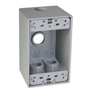 Hubbell Electrical TayMac SD Series Deep Four Hub Weatherproof Outlet Boxes 2-5/8 in Metallic 1 Gang 1/2 in
