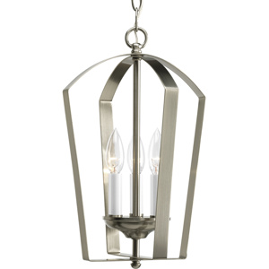 Progress Lighting Gather Series Foyer Light Fixtures Incandescent Brushed Nickel Frosted Glass