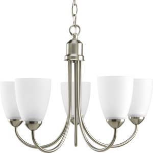 Progress Lighting Gather Series Chandeliers Incandescent Brushed Nickel Frosted Glass