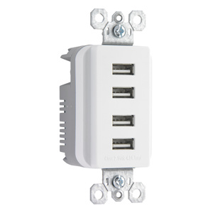 Pass & Seymour Radiant® TM8USB4 Series USB Receptacles 4 USB White 4.2 A