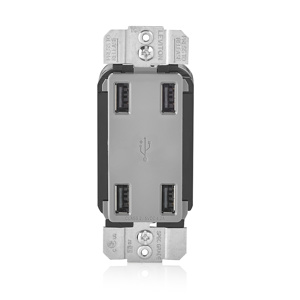Leviton SmartlockPro® USB4P Series USB 2.0 A Receptacles 4 USB Gray 4.2 A