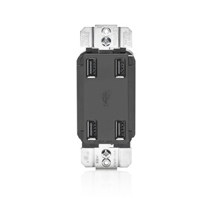 Leviton SmartlockPro® USB4P Series USB 2.0 A Receptacles 4 USB Black 4.2 A