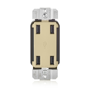 Leviton SmartlockPro® USB4P Series USB 2.0 A Receptacles 4 USB Ivory 4.2 A