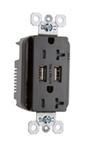 Pass & Seymour TR5362USB Series Combination Devices 2 USB/Duplex Black 20 A, 3.1 A