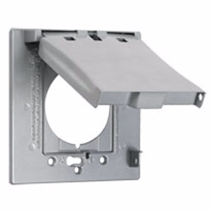 Hubbell Electrical MX2150 Series Weatherproof Outlet Box Covers Aluminum Die Cast 2 Gang Gray