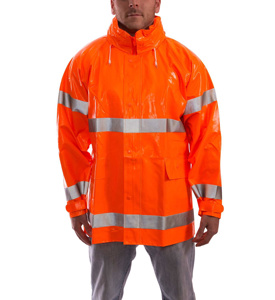 Tingley FR Comfort-Brite® High Vis Reflective Lightweight Hooded Rain Jackets XL High Vis Orange Mens
