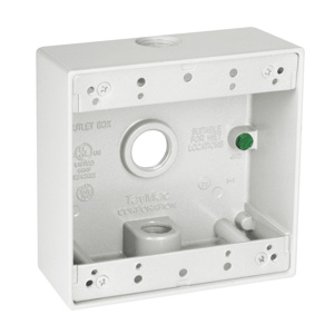 Hubbell Electrical TayMac DB Series Three Hub Weatherproof Outlet Boxes 2 in Metallic 2 Gang 1/2 in