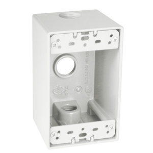 Hubbell Electrical TayMac SD Series Deep Three Hub Weatherproof Outlet Boxes 2-5/8 in Metallic 1 Gang 1/2 in