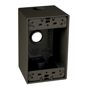 Hubbell Electrical TayMac SD Series Deep Three Hub Weatherproof Outlet Boxes 2-5/8 in Metallic 1 Gang 1/2 in