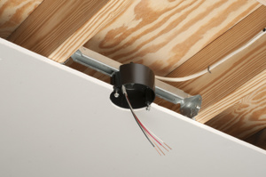 Arlington FBR4 Series Round Ceiling Fan Boxes Plastic 2-35/64 in Adjustable Bar Hanger (16 - 24 in)