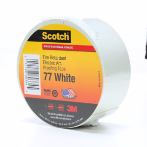 3M 77 Series Fire-retardant/Arc Proofing Electrical Tape 1-1/2 in x 20 ft 30 mil White<multisep/>Gray