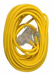 Southwire Lighted SJTW Extension Cords 15 A 125 V 12/3 50 ft Yellow Straight 5-15P/5-15R