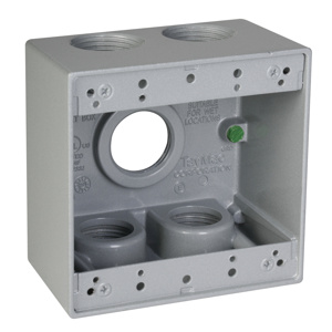 Hubbell Electrical TayMac DB Series Five Hub Weatherproof Outlet Boxes 2 in Metallic 2 Gang 1 in