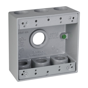 Hubbell Electrical TayMac DB Series Seven Hub Weatherproof Outlet Boxes 2 in Metallic 2 Gang 3/4 in