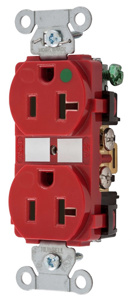 Hubbell Wiring Straight Blade Duplex Receptacles 20 A 125 V 2P3W 5-20R Hospital Hubbell-Pro™ Dry Location Red