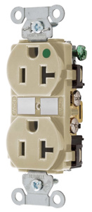 Hubbell Wiring Straight Blade Duplex Receptacles 20 A 125 V 2P3W 5-20R Hospital Hubbell-Pro™ Dry Location Ivory
