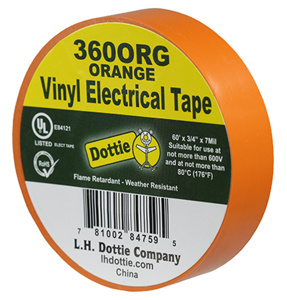 Dottie 360 Series Vinyl Electrical Tape 3/4 in x 60 ft 7 mil Orange