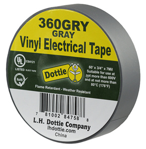 Dottie 360 Series Vinyl Electrical Tape 3/4 in x 60 ft 7 mil Gray
