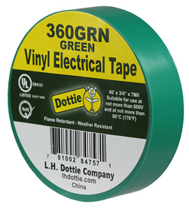 Dottie 360 Series Vinyl Electrical Tape 3/4 in x 60 ft 7 mil Green