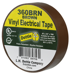 Dottie 360 Series Vinyl Electrical Tape 3/4 in x 60 ft 7 mil Brown