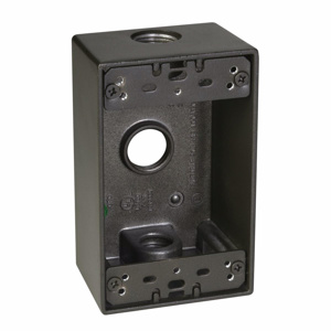 Hubbell Electrical TayMac SB Series Three Hub Weatherproof Outlet Boxes 2 in Metallic 1 Gang 1/2 in