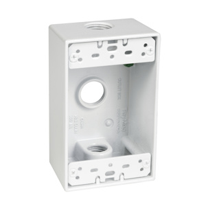 Hubbell Electrical TayMac SB Series Three Hub Weatherproof Outlet Boxes 2 in Metallic 1 Gang 1/2 in