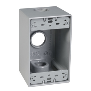 Hubbell Electrical TayMac SD Series Deep Three Hub Weatherproof Outlet Boxes 2-5/8 in Metallic 1 Gang 3/4 in