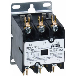 ABB Industrial Solutions DP30 Series Non-reversing Definite Purpose Contactors 30 A 3 Pole 120 VAC