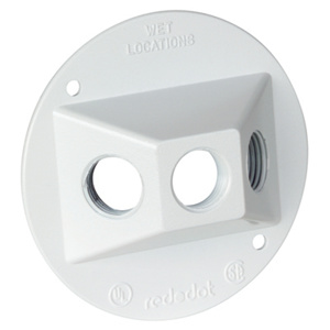 ABB Thomas & Betts Weatherproof Round Outlet Box Covers Lampholder 1/2 in 3 Hub 4-1/8 in White