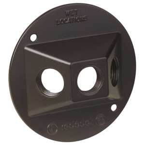ABB Thomas & Betts Weatherproof Round Outlet Box Covers Lampholder 1/2 in 3 Hub 4-1/8 in Bronze