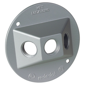 ABB Thomas & Betts Weatherproof Round Outlet Box Covers Lampholder 1/2 in 3 Hub 4-1/8 in Gray