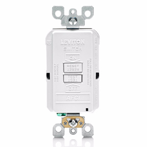 Leviton SmartlockPro® AFRBF Series Outlet Branch Circuit Blank Face AFCIs 20 A 5-20R White<multisep/>White