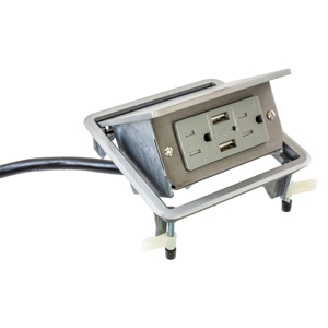 Hubbell Wiring WSBUSB Series USB Work Surface Pop-up Receptacles 15 A 125 V 2 USB/Duplex 5-15R