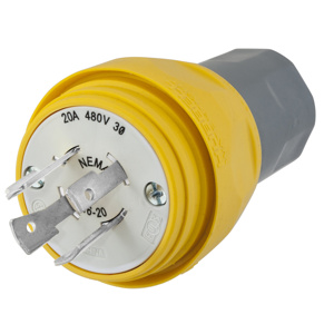 Hubbell Wiring Straight Locking Plugs 20 A 480 V 3P4W L16-20P Uninsulated Twist-Lock® Watertight
